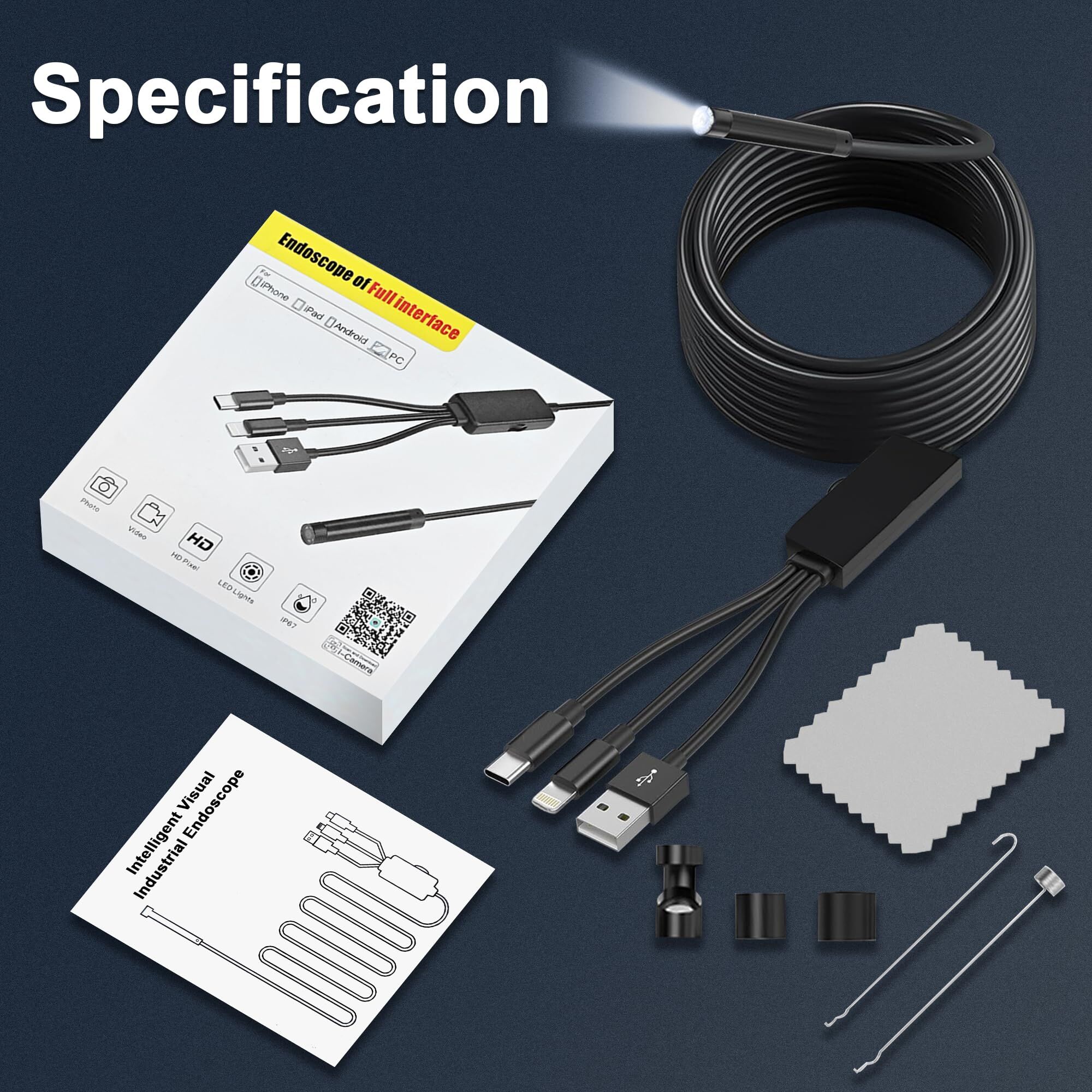Nueva llegada 3 en 1 1080P cám - Endoscope Inspection Camera reseña y precio