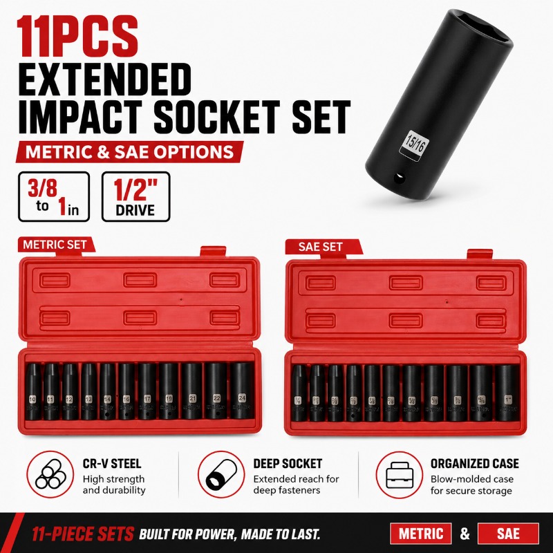 Juego de 11 llaves de impacto  - Pneumatic Impact Wrench reseña y precio